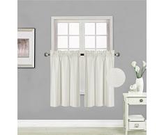 Elegant Home Vorhang mit 2 Etagen für kleine Fenster, isoliert, blickdicht, kurzer Vorhang 71,1 cm B x 91,4 cm L für Küche, Bad oder jedes kleine Fenster # R5 elfenbeinfarben