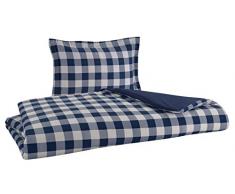 Flanell Wendebettwäsche 100% Baumwolle gebürstet auf beiden Seiten 1 Bettbezug 218,4 x 218,4 cm 2 kissenrollen 50,8 x 50,8 cm, Buffalo Check Navy, Twin