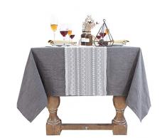 LUCKYHOUSEHOME Luckyhouse Häkeldeckchen aus Baumwolle, Beige, mit Quaste, Tischläufer, für Hochzeit, Party, Kommode, Schal, Spitze, rechteckig 11 x 70 weiß