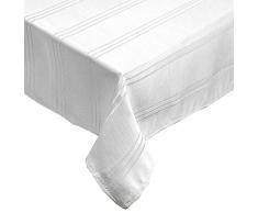 Lintex Valencia Stoff Damast Streifen schmutzabweisend Tischdecke 100% Polyester bügelfrei Essen, Party und Küche Tischdecke und Servietten 70 Round weiß