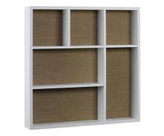 Urban Trends Holz quadratisch Wandregal mit Jute Rückseite und 6 Slots in beschichtet matt-Finish, Weiß