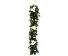 Flair Flower Tannengirlande Weihnachtsstern, Künstliche Blumen, Weihnachtsdeko, weiß, 120x20x12 cm