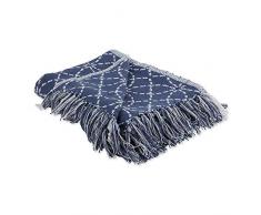 DII Moderne marokkanische Baumwolle Decke Überwurf mit Fransen für Stuhl Konzentrische Kreise 50x60 blau (French Blue)