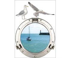 Dekoration, selbstklebend 152901 Fenster Segelboot [1 Bogen 48 x 48 cm], Vynil, Mehrfarbig, 48 x 68 cm