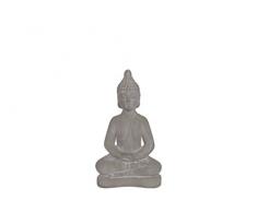 Urban Trends 28348 Keramik Meditierender Buddha Figur mit abgerundeten Ushnisha in Dhyana Mudra-klein Washed Beton Finish, grau