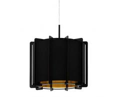 EGLO Pendelleuchte Pineta, 1 flammige Hängelampe Modern, Hängeleuchte aus Stahl, Holz und Textil in schwarz, gold, Esstischlampe, Wohnzimmerlampe hängend mit E27 Fassung, Ø 33 cm