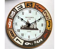 Salome Idee Holz Wanduhr Classic Retro Vintage batteriebetrieben geräuschlos Silent 27,9 cm für Home Deko-, Bunt, Verschiedene Wanduhr A03