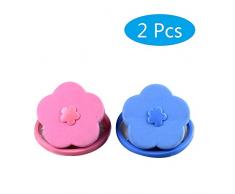 LaZimnInc Waschmaschine, schwimmende Fusseln, 2 Stück, wiederverwendbar, Blumentyp, Waschmaschine, Filter, Netzbeutel, Haarfilter, Netzbeutel (Blau + Pink)