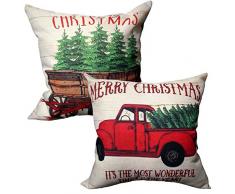 Songtec Dekorativer Kissenbezug 45,7 x 45,7 cm, Baumwollleinen, Kissenbezüge für Couch, Sofa, Bett (Kissen nicht im Lieferumfang enthalten) Christmas