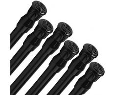 QINGYUN Spannstange - 6 Federspannstäbe für Küche, Bad, Schrank, Fenster, Bücherregal, DIY-Projekte, ausziehbare Länge 40,6-71,1 cm 16-28inch Black-6pcs