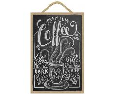 (sjt14815) Kaffee (schwarz mit weiß Schriftzug) 17,8 x 26,7 cm Holz Schild mit der Kreide auf Lily & Val