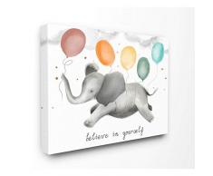Stupell Industries Wandbild auf Leinwand, Motiv „Believe in yourself“, Luftballon-Elefant, für Kinder, 16 x 20 cm, Design von Künstler Daphne Polselli