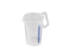 thermohauser Messbecher m. geschlossenem Griff, 1000 ml, Kunststoff PP, blaue Skala in Litern und Millilitern