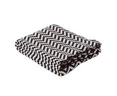 MOOJIIN Moonjiin Strickdecke, 100% Baumwolle, dick, gewellt, wendbar, für Zuhause, Dekoration, Bett, Sofa, Sessel 51x71 schwarz