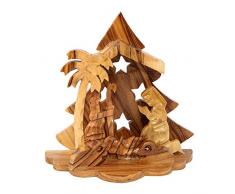 Blue White Shop Weihnachtskrippe aus natürlichem Olivenholz, handgefertigt aus Bethlehem 9,5 cm