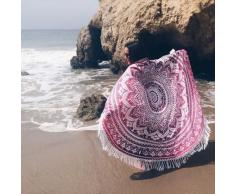 Beliebtes Kunsthandwerk rund Roundie Yoga Matte indischen Mandala rund Roundie Beach Überwurf Tapisserie Hippie Boho Gypsy Baumwolle Tisch, Strandtuch, Strandtuch Werfen, runde Yoga Mat 152,4 cm, baumwolle, rosa / purpur, 70 with Cotton tassel