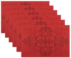 Ivalue PVC Platzsets Set von 4 gewebtes Vinyl Floral Platzsets hitzebeständig Esstisch Matten für Küche rot