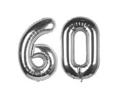 AimtoHome Luftballons mit Zahlenmotiv, 101,6 cm, silberfarben Silver-60