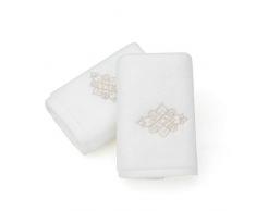 sense gnosis Weihnachtshandtücher Premium 100 % Baumwolle Ultra dick weich stark saugfähig bestickt dekorativ mehrfarbig Home Spa Handtuch Set von 2 Stück 33 x 74 cm (grau, weiß) weiß