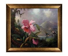 overstockArt La Ansammlung Orchideen und Kolibris, 1890 by Heade mit Athen Gold Rahmen