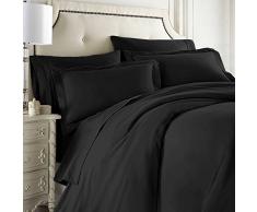 Clara Clark Bettwäsche-Set, 7-teilig, inkl. Spannbettlaken, Bettdecke, Kissenbezüge Queen schwarz