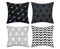 BLEUM CADE Set von 4 dekorativen Kissenbezügen, Kissenbezügen, Sofakissen, für Zuhause, Büro, Auto, Sofa, 45,7 x 45,7 cm 18 x 18-Inch Geometry