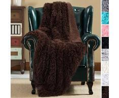 Joyfeel Shag mit Sherpa wendbare warme Überwurfdecke für Couch/Bett, Flauschige Fellüberwürfe, Foto-Requisiten Twin braun