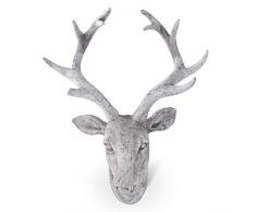 K&K Interiors 53949B Wandbehang Hirschkopf, Kunstharz, 56 cm, Grau