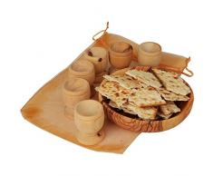 The Jerusalem Gift Shop The Lords Supper Brotkasten aus Olivenholz mit 6 Tassen aus Olivenholz in Geschenkbeutel
