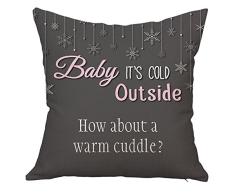 Mooncute Weihnachten Kissen, 2018 Happy New Year Merry Christmas Buchstaben Leinen Kissenbezug Stoff Kissenbezug Dekokissen für Couch Sofa Kissenbezüge 45,7 x 45,7 cm – Muster 16 45CMx45CM Muster 2