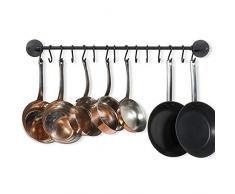 Delux Wand montiert zum Aufhängen Utensil Organizer haltbarem und robustem schwerem Eisen Gourmet Küche dicken Schiene und 10 S Haken SET Küchenutensilien Pfanne oder Deckel Aufbewahrung Organisation