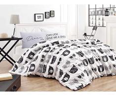 EnLora Home Bettwäsche-Set für Doppelbett, Schwarz, Weiß, 200 x 200 cm, 3 Stück