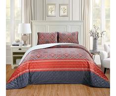 Chezmoi Collection Micromink Sherpa Wendebettwäsche, 3-teilig Modern Queen Orangenmandala