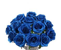 AMYHOMIE Künstliche Blumen Seidenrosen Blumenstrauß Home Hochzeit Dekoration königsblau