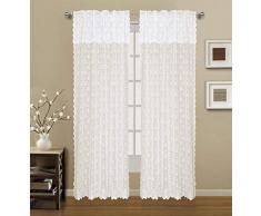 Popular Home 874891 Die erfrischende und Elegante Dinny-Spitze, Einzelpaneel mit angeschnittenem Querbehang, 152 x 213,4 cm 60X84+16 beige