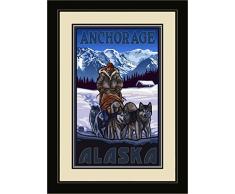 Northwest Art Mall pal-7487 mfgdm ASD Anchorage Alaska Schlitten Hunde 33 x 40,6 cm gerahmtes Wandbild Künstler Paul A. lanquist, 33 x 40,6 cm