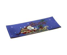 Unbekannt Ne Qwa Art 7171201 handbemalt Glas Believe Santa Serviertablett, 13.75-inches von 5.25-inches, blau
