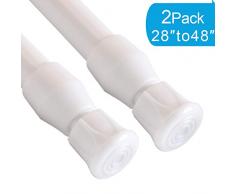 QINGYUN Spannstange 71-122 cm, 6 Federspannstäbe für Küche, Badezimmer, Schrank, Schrank, Fenster, Bücherregal, DIY-Projekte, Schwarz 28 to 48 28-48inch/70-120cm-white2pcs