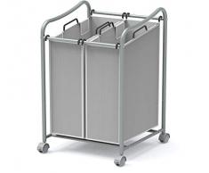 Einfach Houseware 2-Bag Heavy Duty Rolling Wäschesortierer Warenkorb, grau