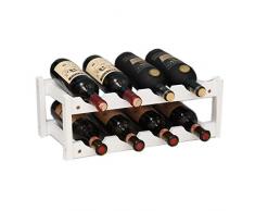Kework Weinregal für 8 Flaschen, 2 Etagen, Bambus, Weinregal, Tischplatte, freistehend, Weinregal 8-Bottle & White