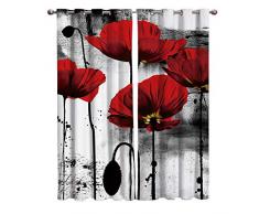 T&H Home Geometrische Vorhänge, Monogramm Buchstaben-Design, Fenstervorhang, 2 Scheiben Vorhang für Schiebetür Glastür Schlafzimmer Wohnzimmer 104 W by 90 L Flower18thh9121