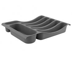 H+H Pop Grey Besteckkasten für 6 Personen, Polypropylen, 38 x 29 x 6,5 cm, Grau, 38 x 29 x 6,5 cm