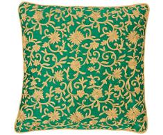 The Indian Promenade Kissen, Zari Arbeit, Kunstseide, Seide, Kissenbezug, Grün