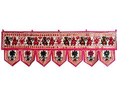 Indische handgefertigte traditionell bestickte Toran Baumwolle Thoranam Tür Wohnzimmer Dekor Bandanwar Home Volance Dekorationen Fenster hängend Hippie Bohemian Wand Ethnic Deko Vintage, Dandiya, L- 42 inch, H- 12 inch