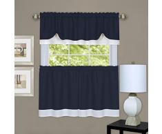 Achim Home Furnishings Fairfield Fenster Scheibengardine- & Volant-Set Tier Pair 58 x 24 with 14 Valance Marineblau/Weiß