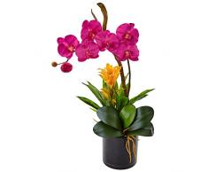 Nearly Natural Fast Natur Orchidee und Bromelie Silk Arrangement, Dunkles Pink