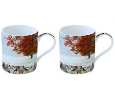 Easy Life 2 Becher Set, Porzellan, Mehrfarbig, 19.5 x 9 x 10 cm