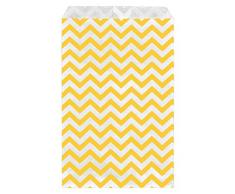 888 Display USA Chevron Papier Shopping Sales Tragetaschen Favor Tüten Geschenktüten Geburtstag Hochzeit Ostern Reveal Party Baby Dusche (100 Zählen) 6 x 9 Gelb