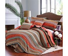 Comforbed gestreift klassischen Baumwolle 3-Teilig Patchwork Tagesdecke Quilt Sets, Baumwolle, rot, Queen