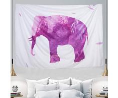 IcosaMro Psychedelischer Wandteppich mit gesäumten Kanten für Schlafsam, Schlafzimmer, College, Wohnzimmer – Verwendung als Wandteppich, Tür, Tischdecken, Picknickdecke 59.1x82.7 Inches Lila Elefant